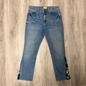 Driftwood Amelia Jeans Women's Size  Embroidered Floral Straight Leg Denim Pants